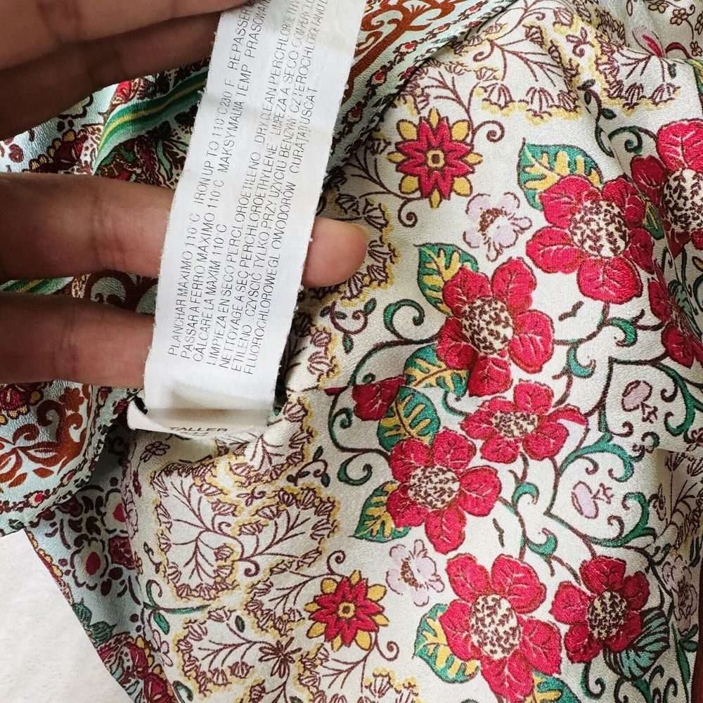 Zara TRF Kaftan Top M Boho Caftan Polyester Floral Coastal Cover Up dress - Picture 10 of 14